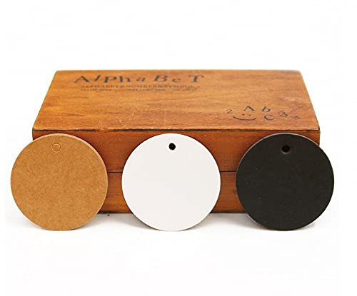 CHSYOO 300x Kraftpapieranhänger, braune, weiße und schwarze Geschenkanhänger, 6X6CM rundes Etikettenpapier und 10M natürliches Juteseil für Hochzeit, Weihnachten, Party DIY Dekoration