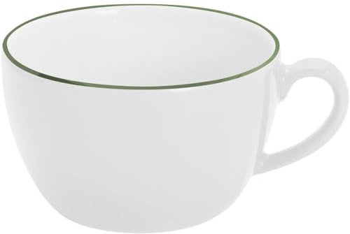 KAHLA 204708A69980C Pronto Line Cappuccino-Obertasse 0,25 l Line smaragd green | Kaffeetasse mit dunkelgüner Linie aus Porzellan