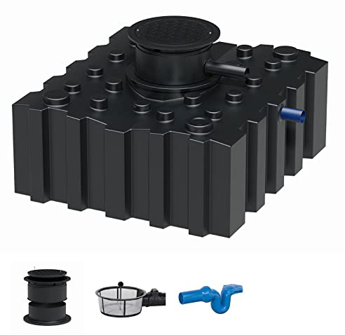 GreenLife Zisterne Flachtank 3000 Liter Standard inkl. Ausgleichsdom, Zisternendeckel, Regenwasserfilter und Überlaufsiphon - Regenwasserbehälter BZW. Regenwassertank unterirdisch für Regenwasser