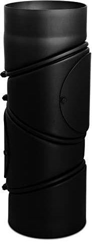 LANZZAS Tuyau de poêle multicoudé - Diamètre 150 mm - Couleur : noir - Tuyau de fumée 4 fois coudé 0° - 135° avec porte