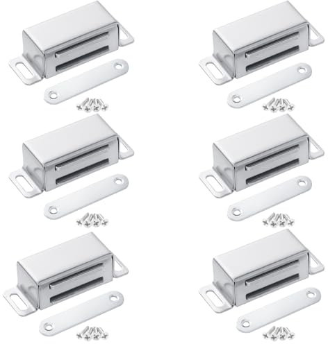 Anhoer 6Pcs Magnetic Door Catch 10KG Cupboard Door Magnets Magnetic Catch Stainless Steel Cabinet Door Magnetic Catches for Cabinet Drawer Kitchen Cupboard Wardrobe Closet Closure
