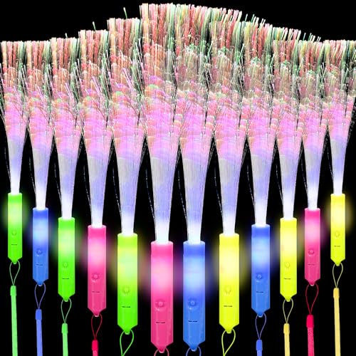 KINGOZOYI 12 Piezas Varillas de Fibra Luminosa LED, Barras Luminosas Fluorescentes LED con 3 Modos Intermitentes para Niños, Navidad, Fiestas, Conciertos, Bodas