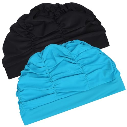 CORHAD 2 pezzi Cuffia da bagno Elasticizzata Cuffia da nuoto per trecce Cappucci da bagno per donna Cuffia da bagno Uomo Donna Adulti Cappucci da bagno Estensibili Tessuto