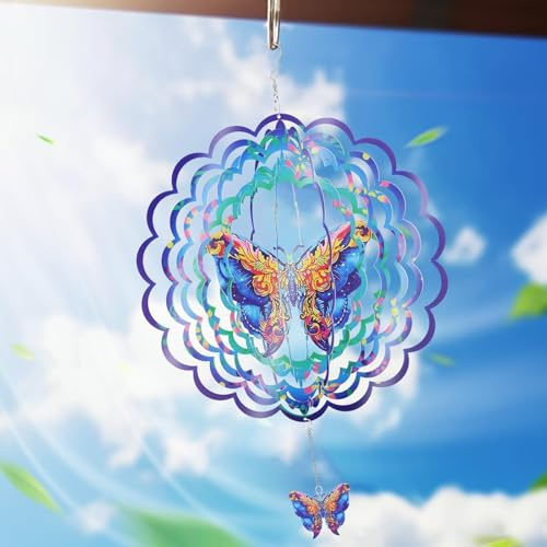 EEEKit Espiral de Viento Mariposa, Esculturas de Acero Inoxidable con Spinner de Cola, Adorno Colgante para Regalos de Mujeres Decoraciones para Jardín y Patio