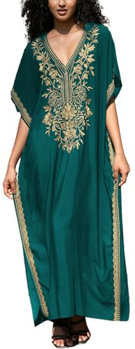 L-Peach Vestido de noche amplio con abertura lateral bordada estilo caftán turco, vestidos de playa caftán para traje de baño, bikini, túnicas de playa, Altoa única