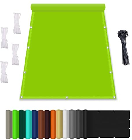 Sonnenschutz Netz, Balkonverkleidung mit Seil, Wasserdicht markisenstoff, Terrasse überdachung Balkon Zaunblende Sichtschutz, für AußEnbereich,Garten Grün-3,1x2M