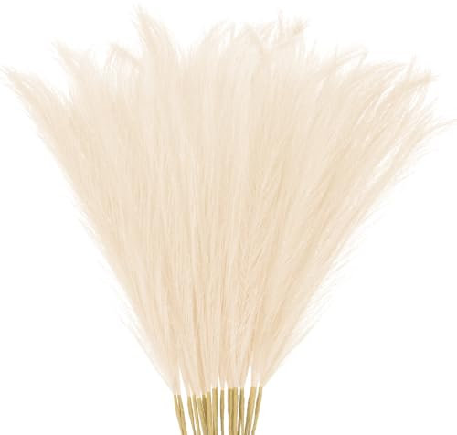 M METERXITY 20-Pack Faux Pampas Grass 21.7 Inch/55cm Small Fake Fluffy Pampas Grass Decor Pampas Grass Branches Vase Filler for Home/Wedding/Vase/Office/Party [Champagne]