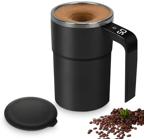 SPORWAY Taza de café automática automática con indicador de temperatura, agitación automática para café, proteínas en polvo, té, oficina para hombres y mujeres
