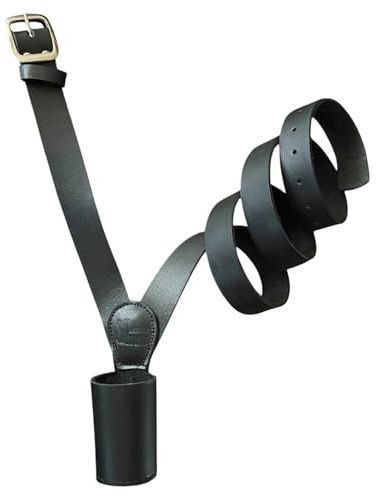 Soporte grande para mástil de bandera con cinturón cruzado de cuero, correa de hombro de 142.2 cm, estilo militar, 3 colores, Negro, Talla única