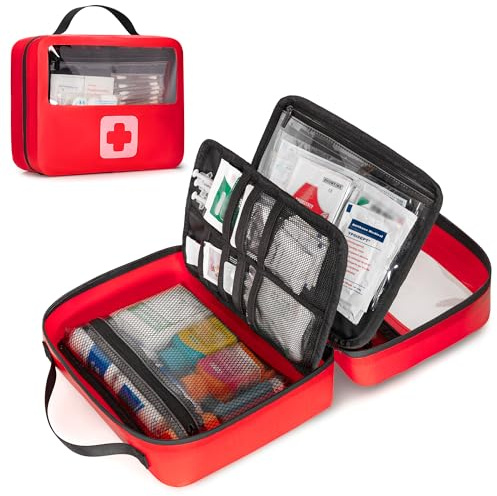 Marscamd Waterproof Empty First Aid Bag with a Detachable Panel, Small Medical Bag with Molle System, Red (Bag Only)