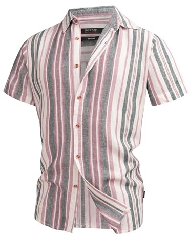 Indicode Camisa de verano INKiss de manga corta para hombre, estilo retro con cuello Kent, Color rojo., L