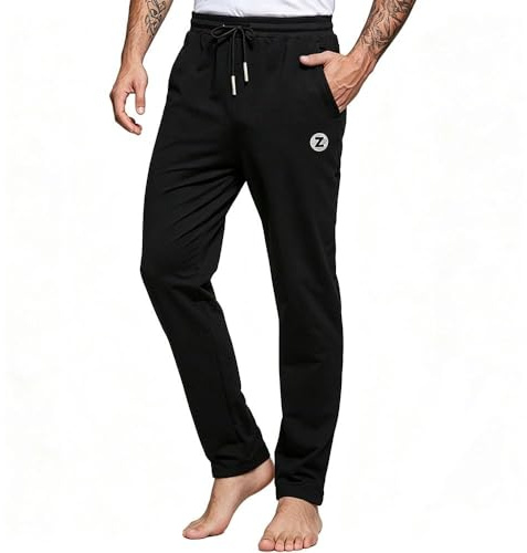 ZOXOZ Pantalon de Jogging Homme Pantalon Sport Running Training Fitness Taille Élastique Tissu Premium avec Poches Noir L