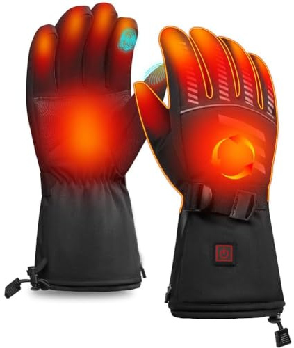 Qdreclod Guanti Riscaldati Elettrici per Uomo Donna con 3000mAh Batteria Ricaricabile, Guanti Termici Impermeabili per Moto, Sci, Pesca con 3 Livelli di Temperatura, Touchscreen, 4-6 Ore di Autonomia
