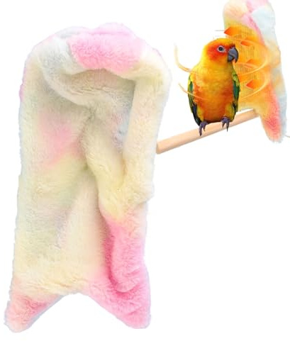 Qooplu USB Rechargeable Self-Heating Corner Fleece Bird Blanket For Cage, Bird Bed Warmer Parrot House Cage Hanging Hammock Toy, Small Animals Shelter Plush Bedding