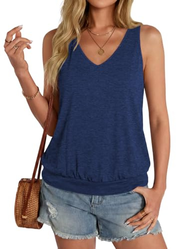 Cuptacc Camiseta sin Mangas Mujer Cuello en V Camisetas Tirantes Verano Básica Top Causal Camisole Tank Tops