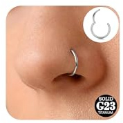 Briana Williams 20G 18G 16G Titanium Nose Ring Hoop Hinged Septum Clicker | Septum Ring Tragus Conch Helix Daith Lip Piercing Jewelry for Women Men, Gold Black Silver