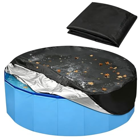 160 x 30 cm, cubierta redonda para piscina de perros, cubierta para piscina de perros, cubierta antipolvo impermeable, plegable resistente a los rayos UV, cubierta de piscina para mascotas con cordón