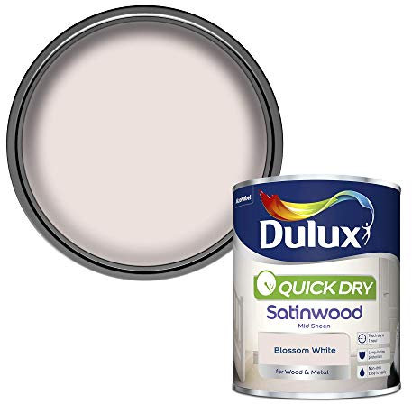Dulux Quick Dry Satinwood Paint For Wood And Metal - Blossom White 750 ml