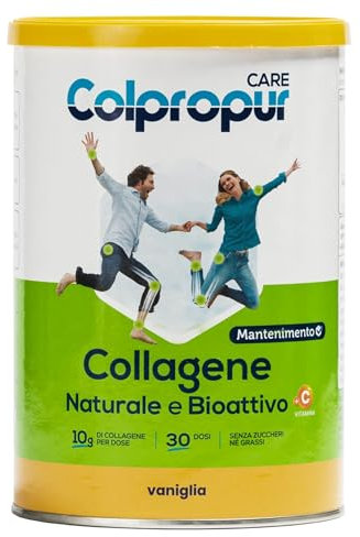 Collagene Idrolizzato in Polvere Gusto Vaniglia - Peptidi di Collagene, Collagene da Bere Integratore per Ossa, Cartilagini, Pelle e Denti – 300g