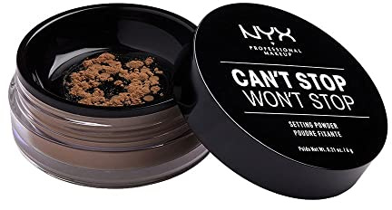 NYX Professional Makeup Can't Stop Won't Stop Setting Powder, Loose Format, Matte Finish, Oil Absorbing, Vegan Formula, Shade: Medium Deep