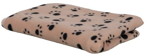 Kerbl Pet Couverture pour Chien Stella, Beige, Motif Pattes, 140 x 100 cm, pour Chiens et Chats, en Polaire Moelleuse, protège-Meubles