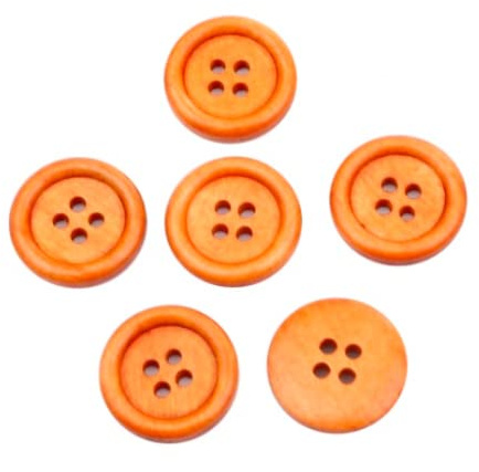 Handarbeit-Lieblingsladen 15 stycken träknappar 20 mm runda orange-bruna knappar, pysselknappar, jackknappar för sömnad på fyra hålsknappar, kappknappar, 4-hålsknappar, träknappar