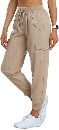 JINSHI Pantalon de Randonnée Femme Cargo Jogging Pantalon Léger Respirant Pantalon Sport Extérieur Trekking avec Multi-Poches