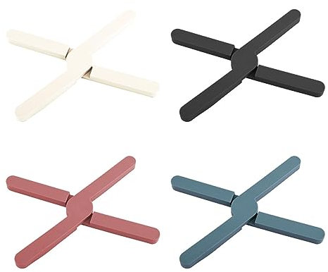 NHBETYS Trivets for Hot Pans, 4 pcs Folding Silicone Trivet, Non Slip Heat Resistant Kitchen Pot Holder Pads Place Mats Tabletop Protector for Hot Pans/Dishes/Plates/Cup(Multicolor)
