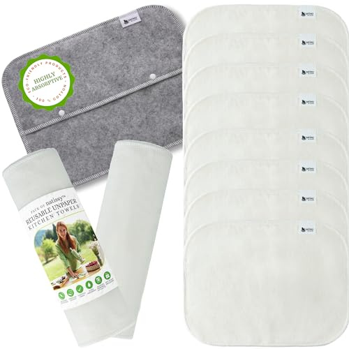 Rotolo da cucina riutilizzabile in cotone, 10 pezzi di rotolo da cucina lavabile made in EU; carta da cucina riutilizzabile in tessuto; strofinacci da cucina sostenibili; Reusable Kitchen Towels