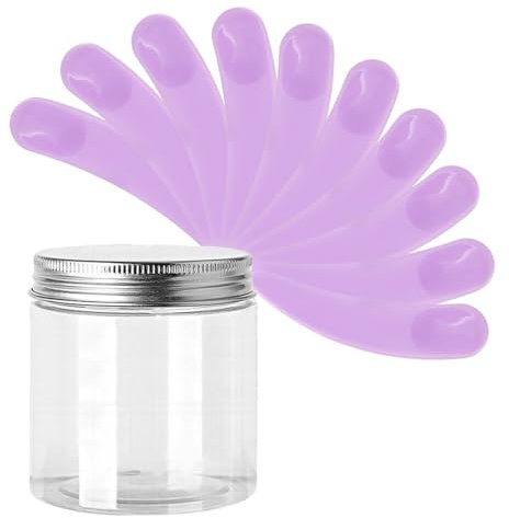 SKYPRO 50 mini spatole per cosmetici, palette ricurve, cucchiaio per maschera per trucco, crema, crema per occhi, strumento di bellezza per il viso, con bottiglia trasparente in PET - viola