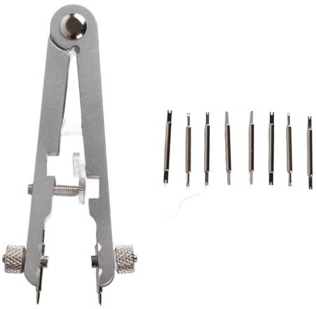 Fjäderstång tång klockreparationsverktyg, verktygssats med hållbara spetsnål, 6825 pincett för handledsband, fixeringssats klockmakare, utbytbart borttagningskedjor stift (silver)