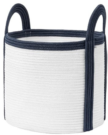 La Jolie Muse Large Storage Basket - Polypropylene Round Rope Laundry Basket with Handle for Diaper Blanket Toy Towel Woven Laundry Basket Home Decor, Pearl 40L