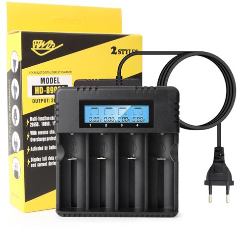 Lhdfyqt LCD Li-Ion Cargador Universal, Cargador rápido de batería AA AAA, Cargador de Pilas Recargables, 18650 Cargador de Batería, para batería de Litio de 3.7v y batería AA AAA de 1.2v