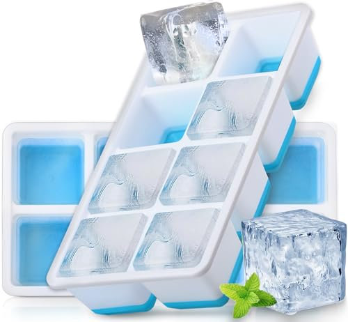 FURNSII Grand Bac à Glaçons avec Couvercle, 2 Pièces Moule Glacon Silicone sans BPA et Certifié LFGB, Bac a Glacons Empilable Ice Cube Tray pour Bière, Cocktail, Whisky, Fête d'été