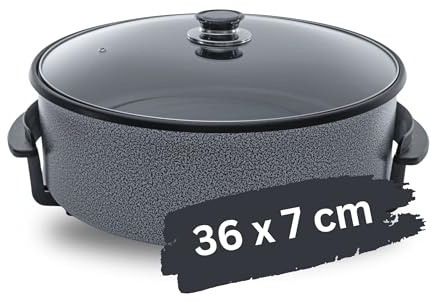 Partypfanne – elektrische Multipfanne mit Antihaftbeschichtung und Thermostat | 7 versch. größen - optimal für Kochen, Braten, Dünsten, Auftauen und Warmhalten (36 x 7cm)