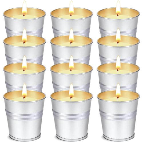 Candele alla citronella per esterni, 12 pezzi, candele alla citronella in cera di soia naturale per esterni, per casa, giardino, picnic, campeggio, patio, balcone, durata di combustione di