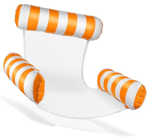 JAWUZ Bouée Piscine Gonflable 3 en 1 - Matelas Hamac Piscine XL, Transat Flottant Pliable, Portable pour Adultes, Taille 90 x 96 cm, Idéal pour Vacances à la Plage et Piscine