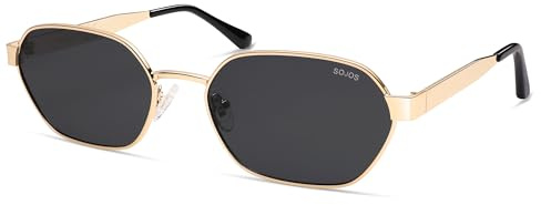 SOJOS Gafas de Sol Polarizadas Hexagonales de Moda Mujer Hombre Gafas de Sol Retro Metal Cuadradas Vintage con Protección UV400 SJ1238