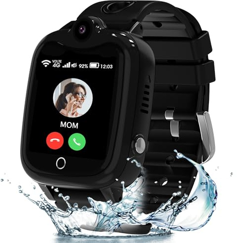 Reloj Inteligente Niño 4G, Smartwatch Niños con GPS y Llamadas, IP68 Impermeable, Videollamadas y Chat de Voz, SOS, Modo Escuela, Podómetro, Despertador,Teléfono Reloj Niños Regalos para Niñas y niños