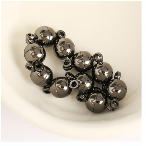 10 par magnetiska smycken lås magnetlås kedja armbandslås magnetlås för kedjor kedjelås armband stängning smycken kontakter för armband gör-det-själv halsband svart 8 mm