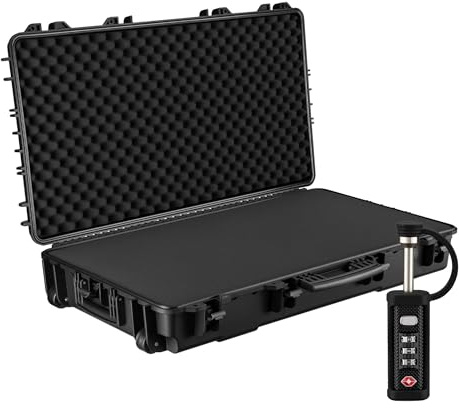 Wiltec Vapenkoffert 101,8 x 50,3 x 19 cm med TSA-lås för långvapen, gevärväska med skumgummi och hjul för säker transport, vapenfodral med hög bärkraft