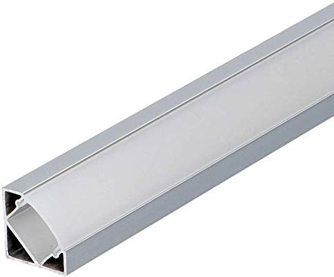 Set: LED Profil, 100cm 45° für LED Streifen, Aluminium led Profil + Abdeckung (Milchig) LT3
