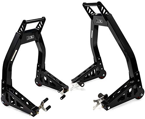 Venom Sport Bike Motorcycle Stand Front & Rear Motorcycle Lift Combo - Black Universal Front Fork & Swingarm Y & Paddle Lift Bike Stand Set, Compatible with Yamaha, Honda, Kawasaki, Suzuki, & BMW