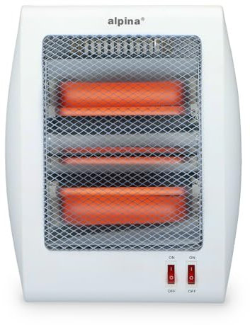 alpina Elektroheizung LQ002 - Heizkörper mit Griff - Tragbarer Elektroheizkörper - mit 2 Heizstufen 400/800W - 27,5 x 12,5 x 48 cm - Kippschutz - Kunststoff/Aluminium - Weiß