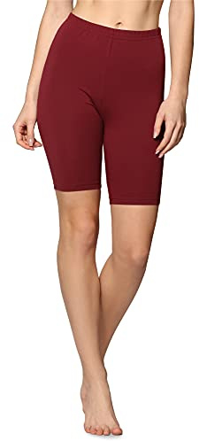 Bellivalini Damen Kurze Leggings aus Baumwolle BLV50-157 (Weinrot, XL)