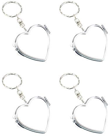 FSSTUD 4 Pièces Mini Miroir Pliant Miroir de Poche Miroir Portable Compact avec Porte-Clés pour DIY Forme de Coeur