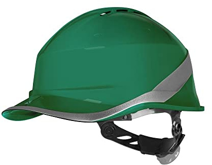 Casco da costruzione ventilato con frontale da baseball in ABS, testa rotore, 53-64 cm, dielettrico, Deltaplus Diamond VI Wind, taglia unica, verde