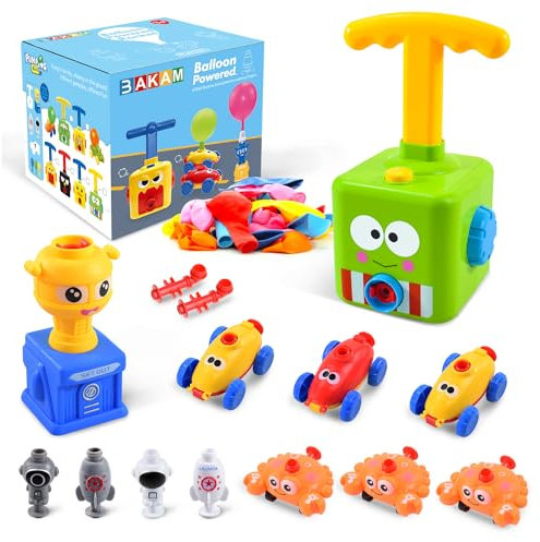 BAKAM Power Balloon Car Toy for Kids, Balloon Launcher Car Toy Set for Kids Science Toys, Inflatable STEM Balloon Pump Cars Racer Kit for Boys Girls (Frog)