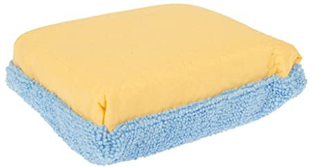 TURBOCAR - Eponge Voiture - Eponge Microfibre et Chamois synthétique - Dimensions: 4 x 8 x 12 cm - 1 Face Microfibre & 1 Face Chamois - Spécialement conçue pour Le séchage et Le lustrage