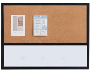 Magnético Pizarra Combinada de Borrado en Seco y Corcho Pizarra Mural Pizarra Tablones de Anuncios Combinación Marco Negro para la Escuela, la Oficina y el Hogar (Color : Style1, Size : 60 * 90cm)